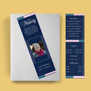 Blue Geometric Funeral Bookmark Template
