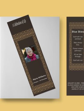 Brown Elegant Funeral Bookmark Template