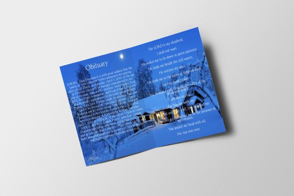 Winter Vibes Half Page Funeral Program Template inner page