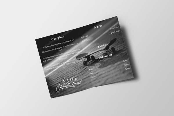 Skateboard Half Page Funeral Program Template inner page