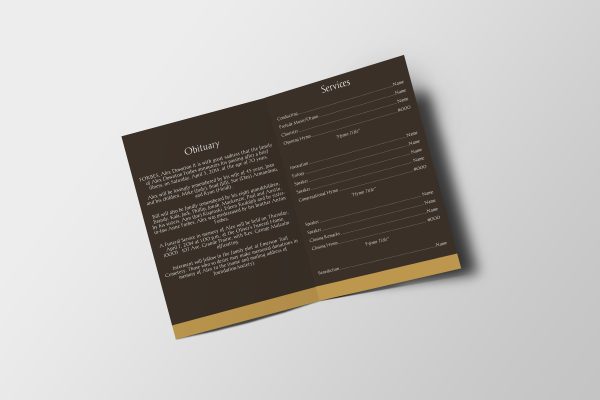 Brown And Yellow Floral Funeral Program Template inner page