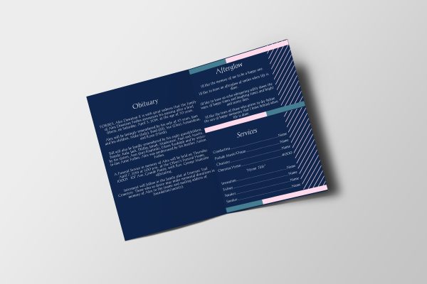 Blue Geometric Funeral Program Template inner page