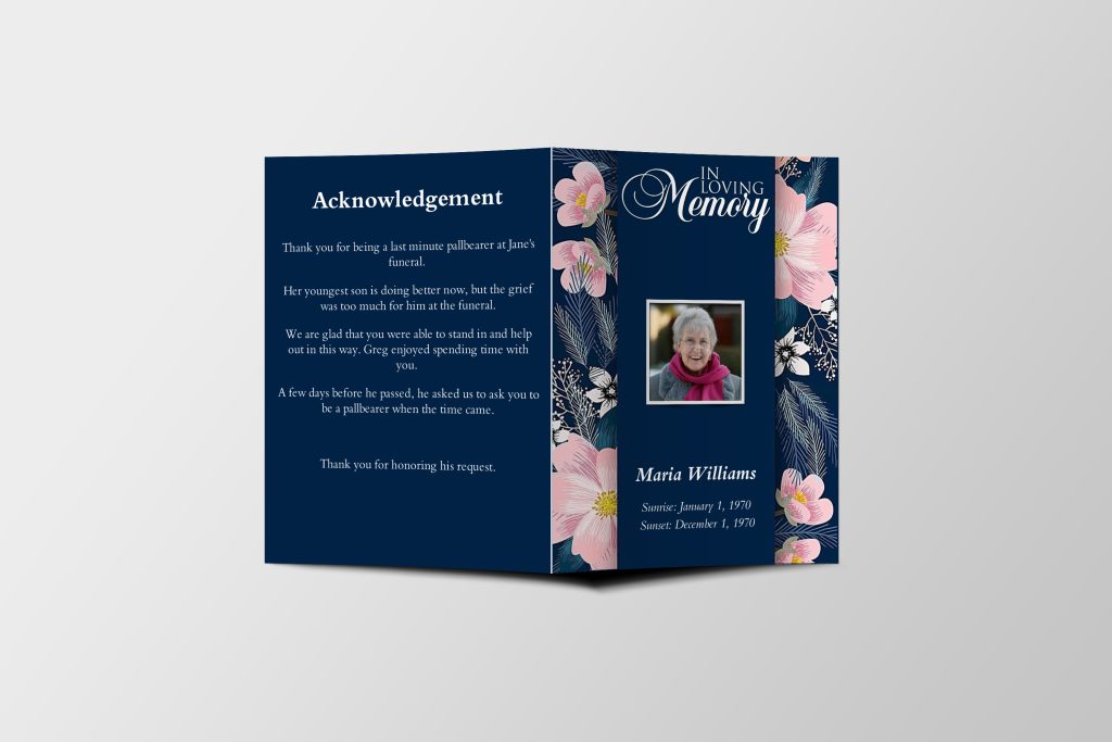 Symmetrical Pink Half Page Funeral Program Template