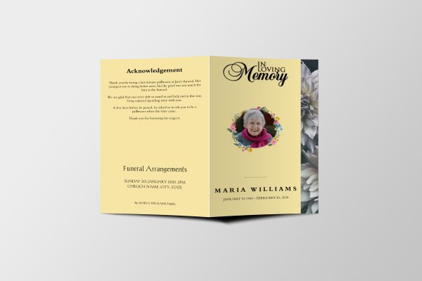 Natural Brown Funeral Program Template front page