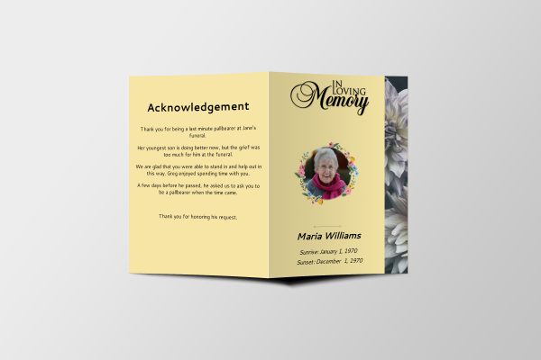 Natural Brown Half Page Funeral Program Template front page