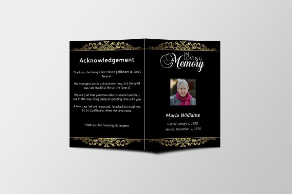 Elegant Royalty Half Page Funeral Program Template front page