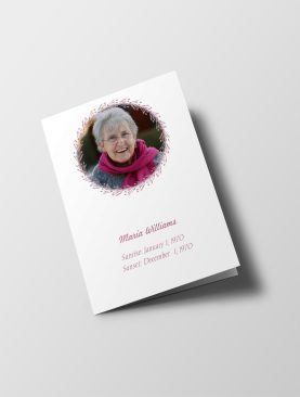 Pink Wreath Obituary Announcement Half Page Funeral Program Template
