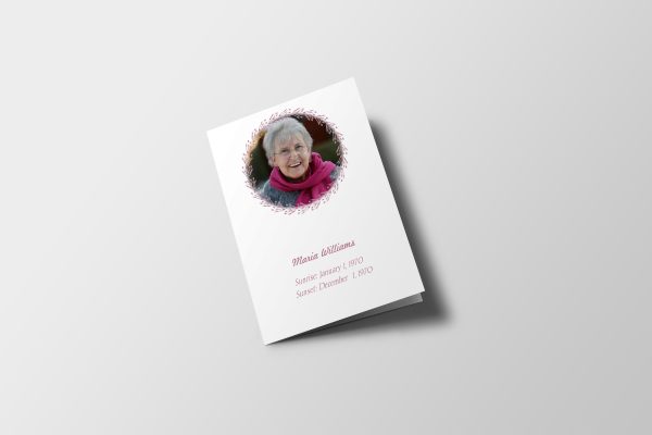 Pink Wreath Obituary Announcement Half Page Funeral Program Template