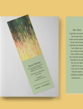 Green With Field Photo Obituary Program Funeral Bookmark Template