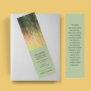 Green With Field Photo Obituary Program Funeral Bookmark Template