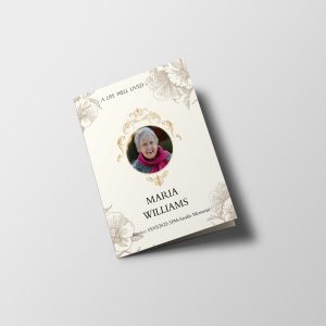Cream Floral Hibiscus Half Page Funeral Program Template