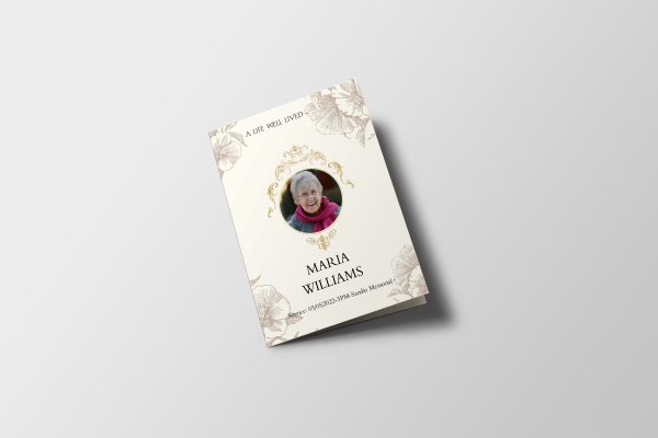 Cream Floral Hibiscus Half Page Funeral Program Template