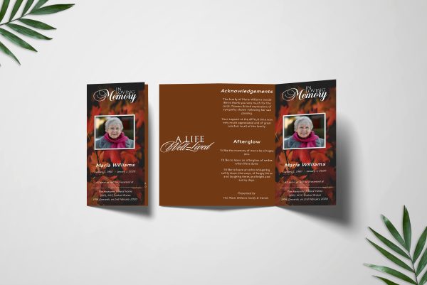 Maple Leaf Trifold Funeral Program Template