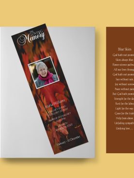 Maple Leaf Funeral Bookmark Template