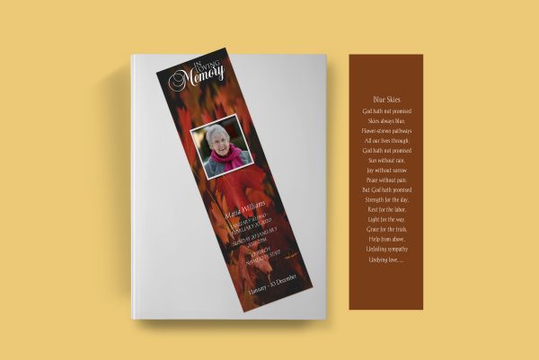 Maple Leaf Funeral Bookmark Template