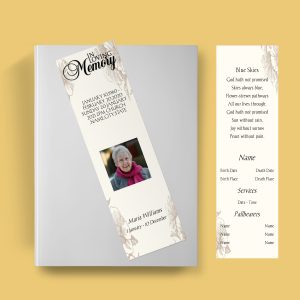 Cream Floral Hibiscus Funeral Bookmark Template