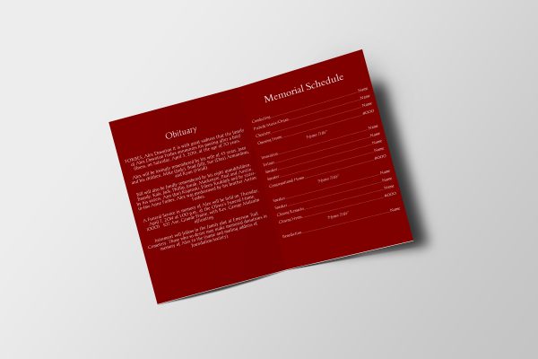 Maroon Solid Color Funeral Program Template inner page