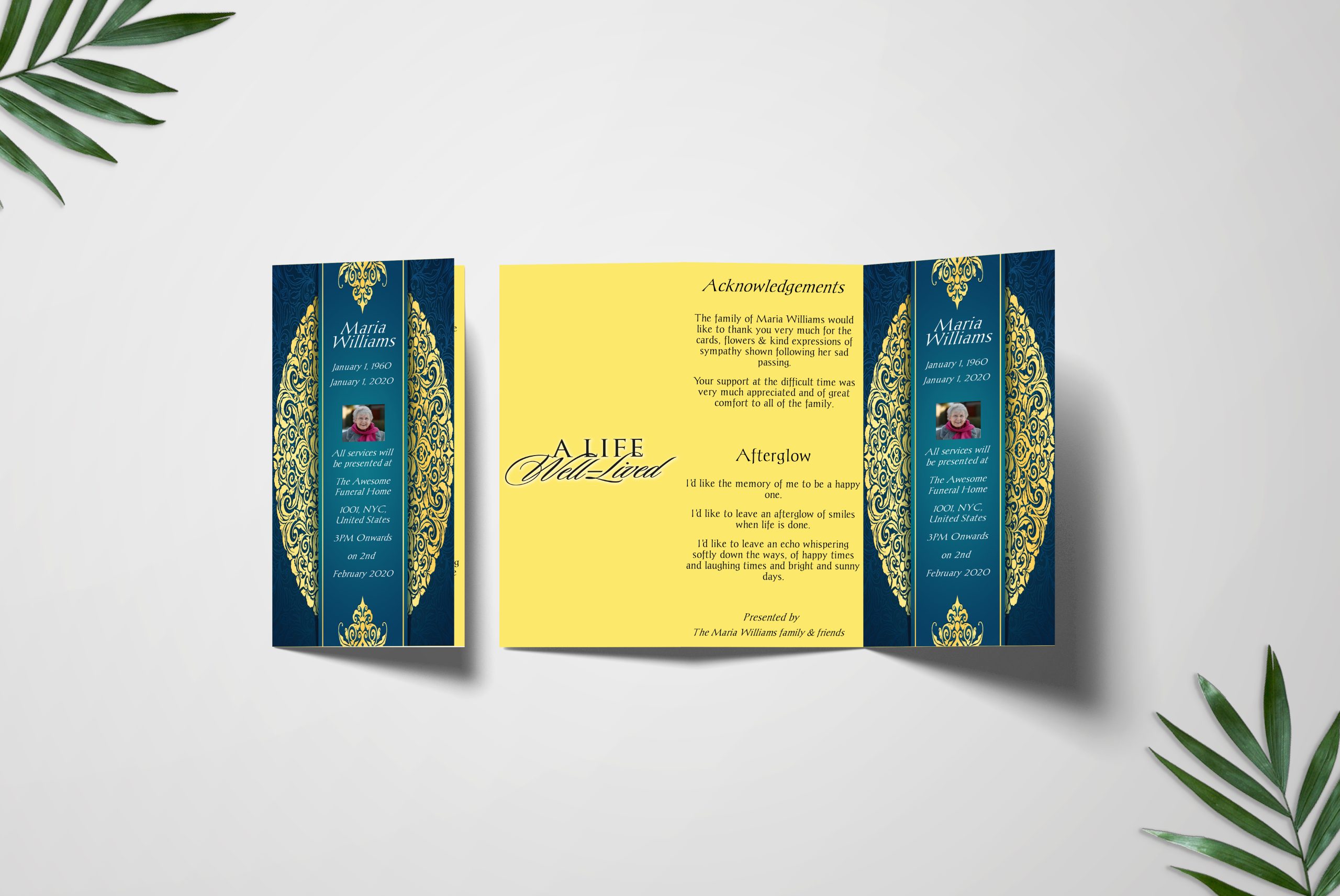 Air Bubbles Trifold Funeral Program Template