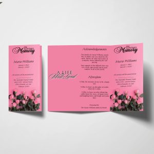 Blush Roses Trifold Funeral Program Template