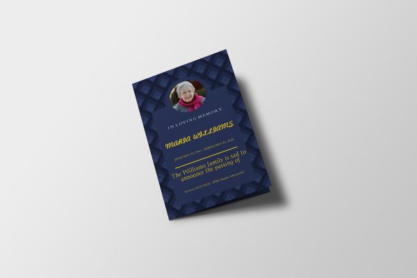 Blue & Yellow Manly Funeral Program Template