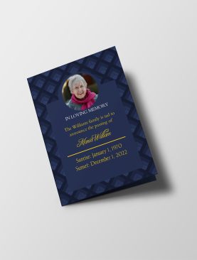 Blue & Yellow Manly Half Page Funeral Program Template