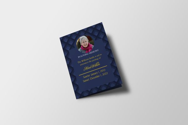Blue & Yellow Manly Half Page Funeral Program Template