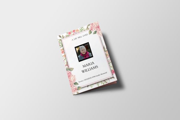 Painted Flowers Half Page Funeral Program Template
