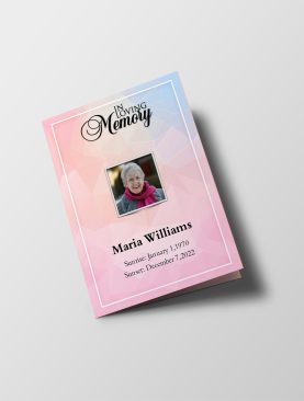Dreamy Pink Women Special Half Page Funeral Program Template