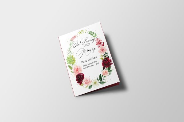 Floral Sympathy Half Page Funeral Program Template
