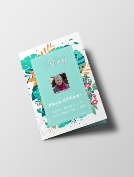 Green Plant Border Half Page Funeral Program Template