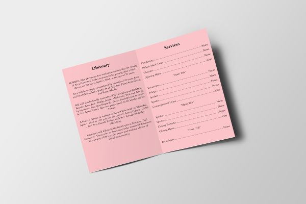 Dreamy Pink Women Special Funeral Program Template inner page