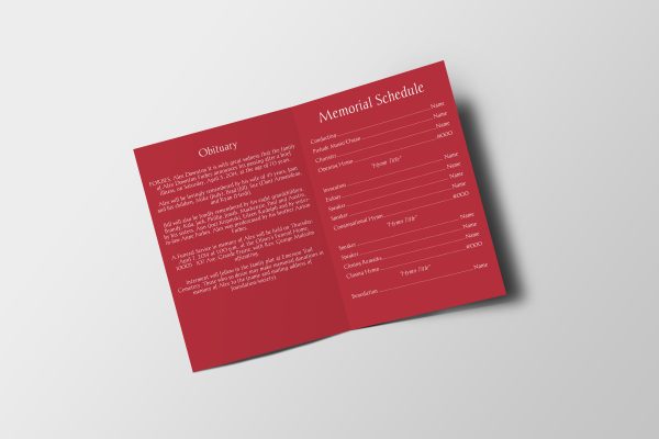 Floral Sympathy Funeral Program Template inner page