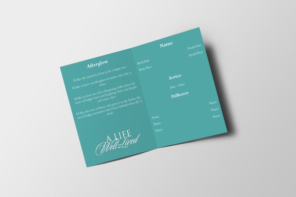 Light Green Half Page Funeral Program Template inner page