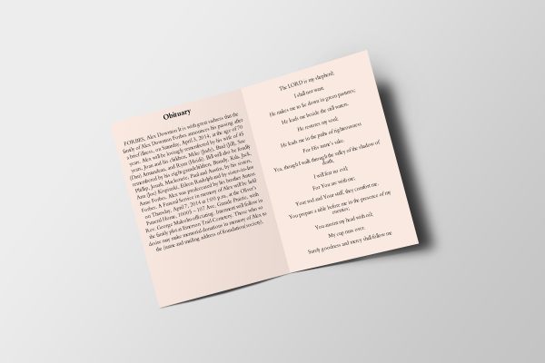 Pink Wind Half Page Funeral Program Template inner page