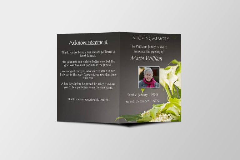 Sympathy Half Page Funeral Program Template