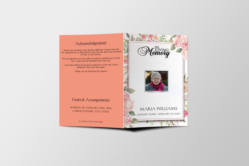 Painted Flowers Funeral Program Template | QuickFuneral LLC