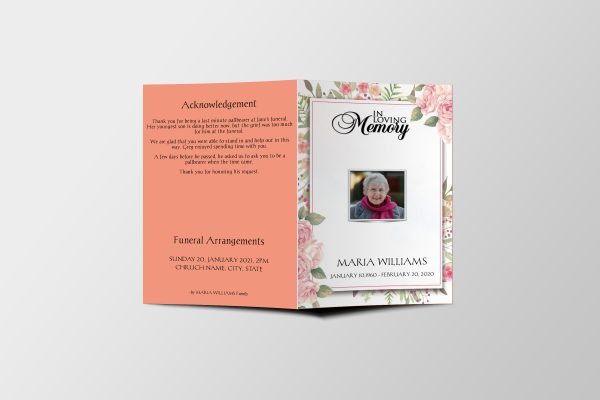 Painted Flowers Funeral Program Template front page
