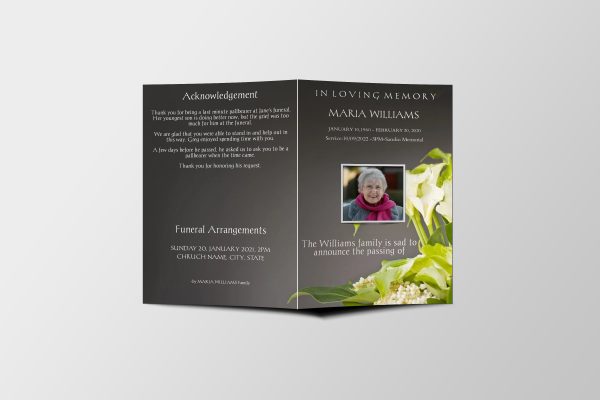 Sympathy Funeral Program Template front page