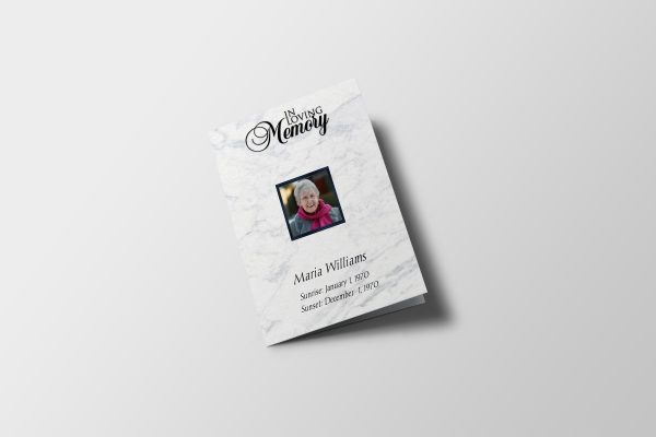 Marble Texture Half Page Funeral Program Template