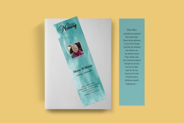 Light Green Funeral Bookmark Template front back page