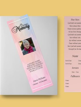 Dreamy Pink Women Funeral Bookmark Template