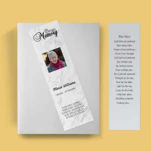 Marble Texture Funeral Bookmark Template