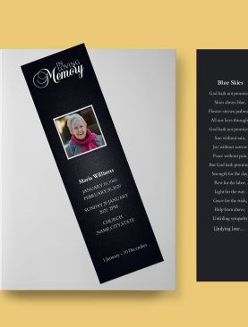 Matte Black Funeral Bookmark Template
