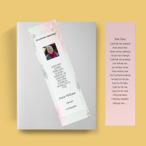 Leaf Hand Painted Funeral Bookmark Template
