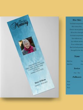 Impression Blue Funeral Bookmark Template