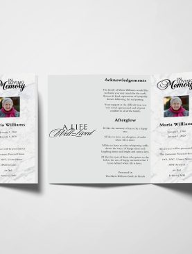 Marble Texture Trifold Funeral Program Template