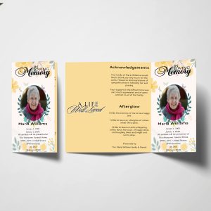 Spring Flowers Trifold Funeral Program Template