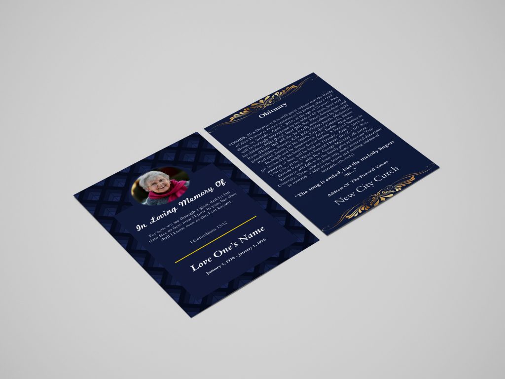 Blue & Yellow Manly Funeral Flyer Template 