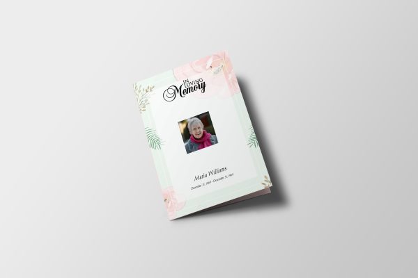 Leaf Hand Painted Tabloid Funeral Program Template