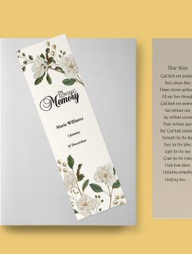 Classic Floral Funeral Bookmark Template